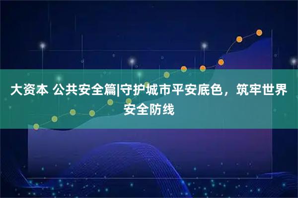 大资本 公共安全篇|守护城市平安底色，筑牢世界安全防线